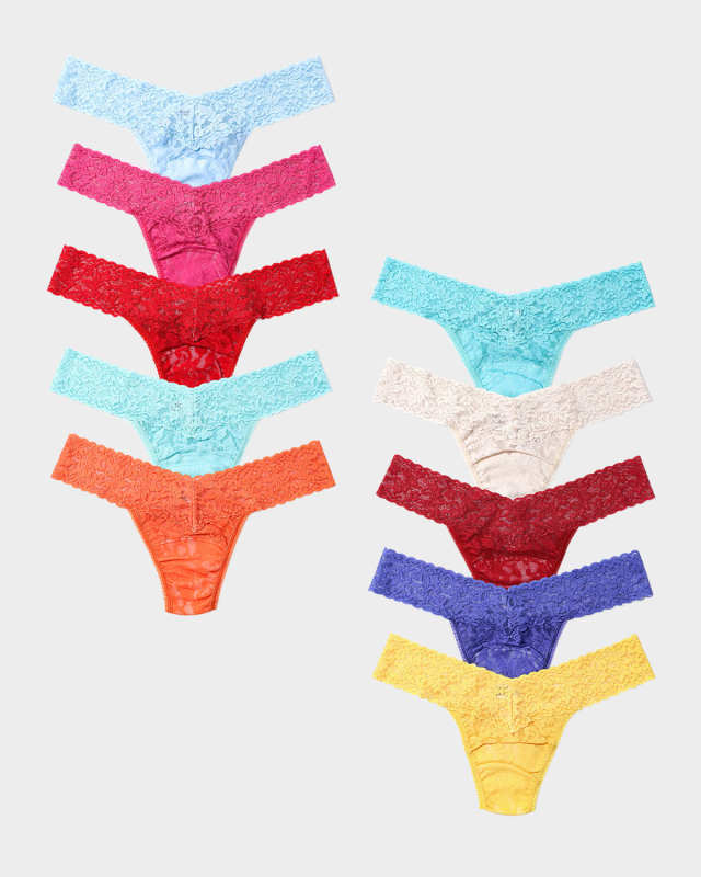 x Pantone Low-Rise Lace Thongs, 10-Pack